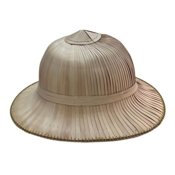 Vintage Hand Woven Colonial Explorer Straw Sun Hat OS Tan Traditional Gardening - Picture 2 of 9